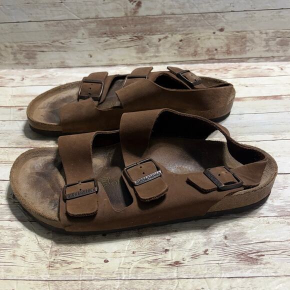 Birkenstock Milano Brown Leather Sandals Unisex Men\'s 10 Women\'s 12 EU 43